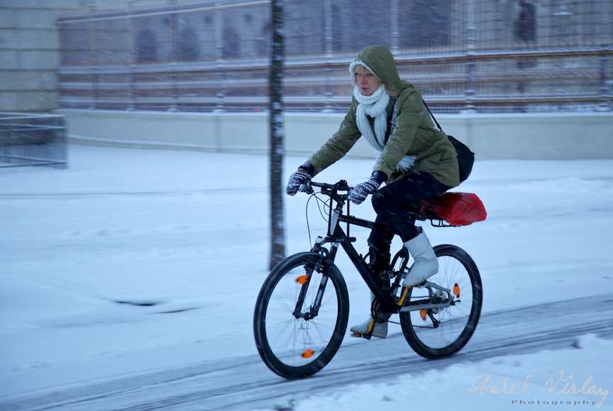fotoreportaj strada biciclista ninsoare viena austria